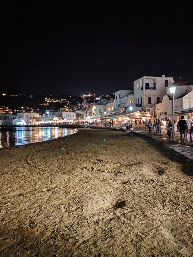 little venice at night Mykonos