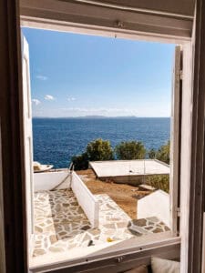 view from the window of the airbnb in Tinos