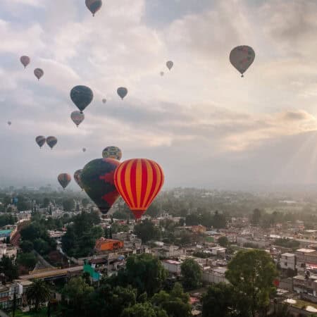 sun rising hot air balloon mexico