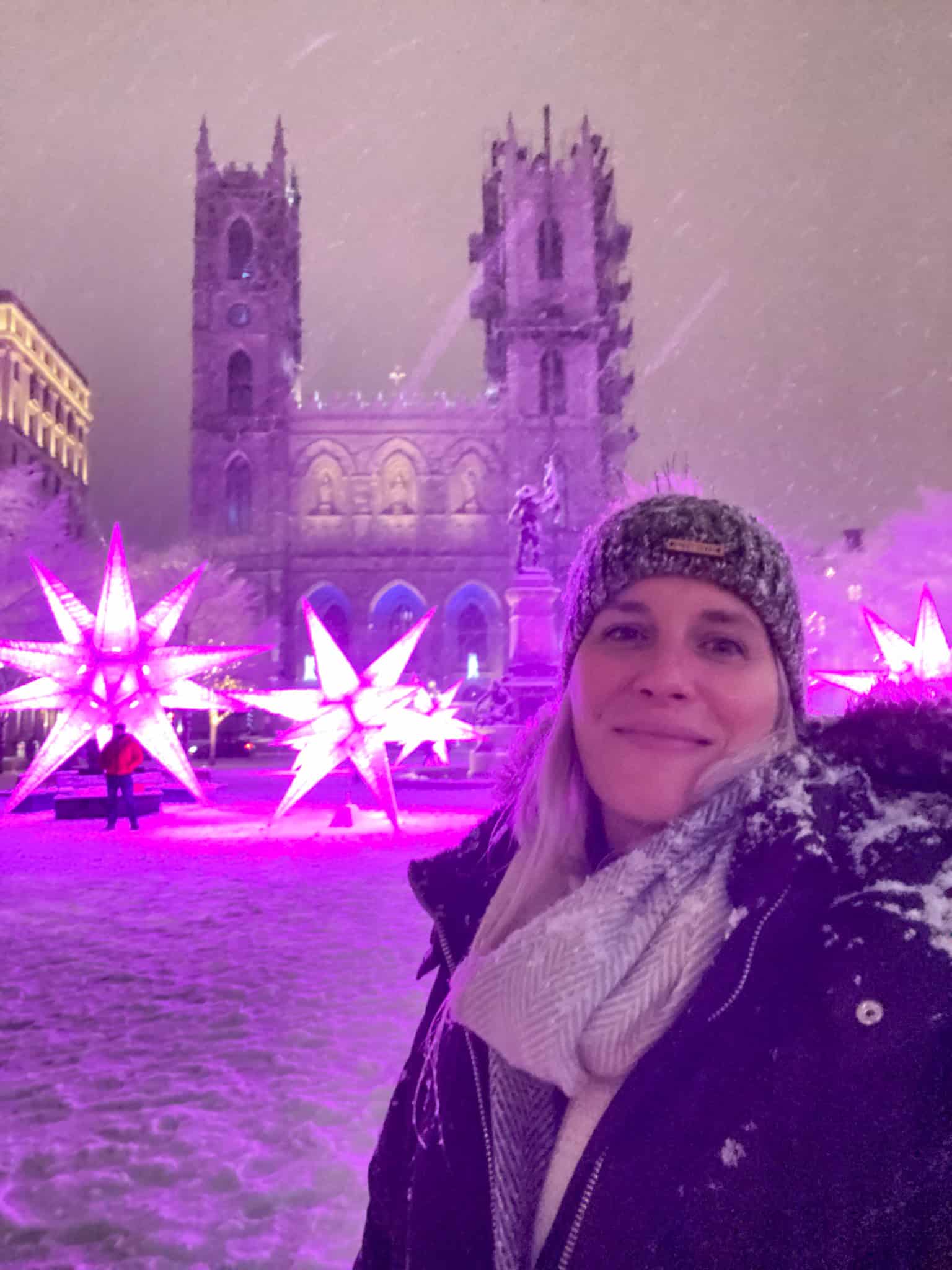 me in front of Notre-Dame Basilica of Montreal