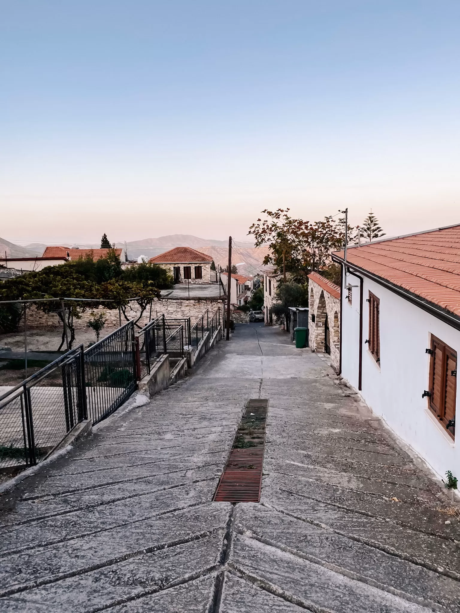 Lefkara street with mountains behind