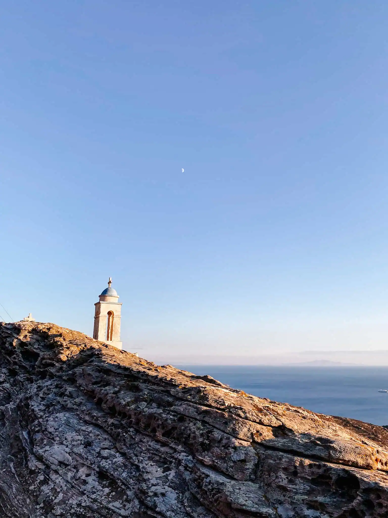 Tinos moon at sunset