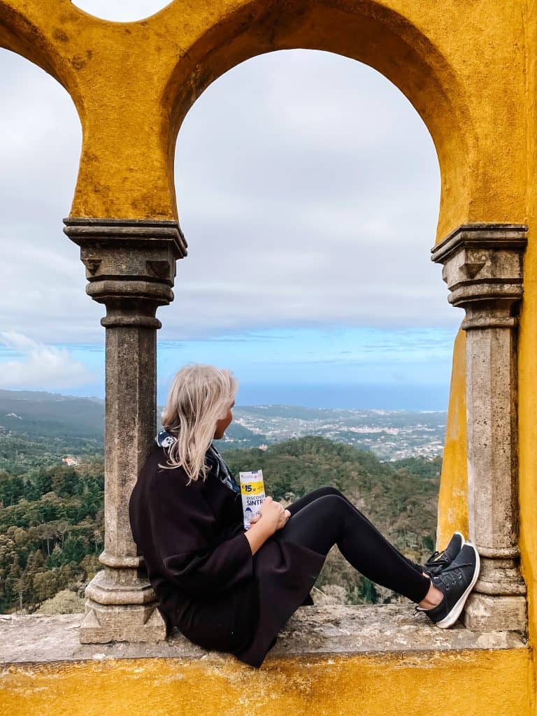 me enjoying the view from National Palace of Pena