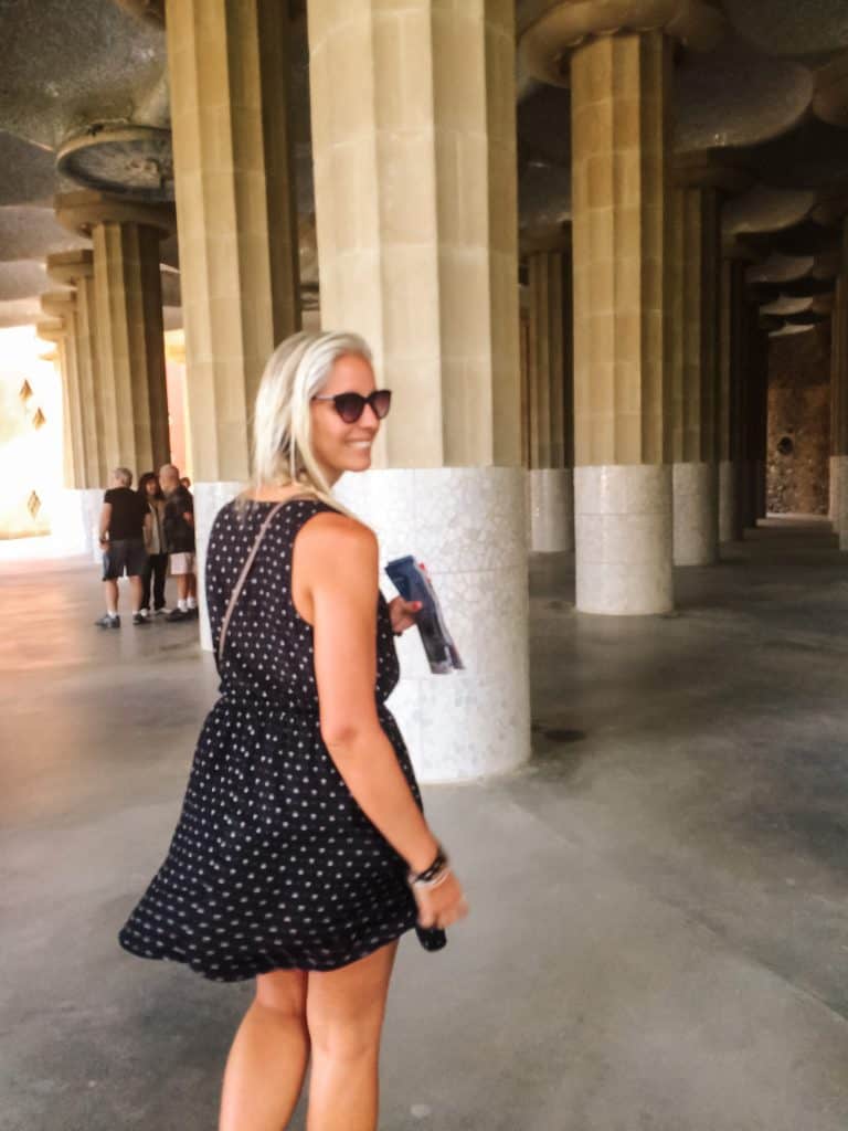 walking at park guell in Barcelona