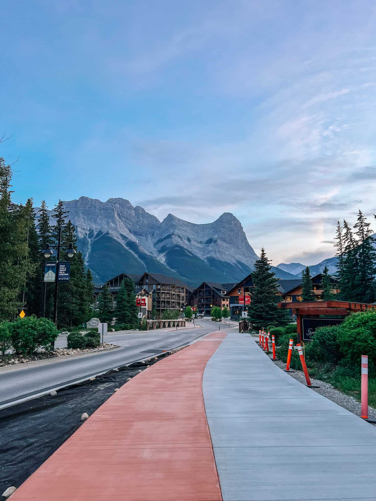 Canmore walking path with mountain views