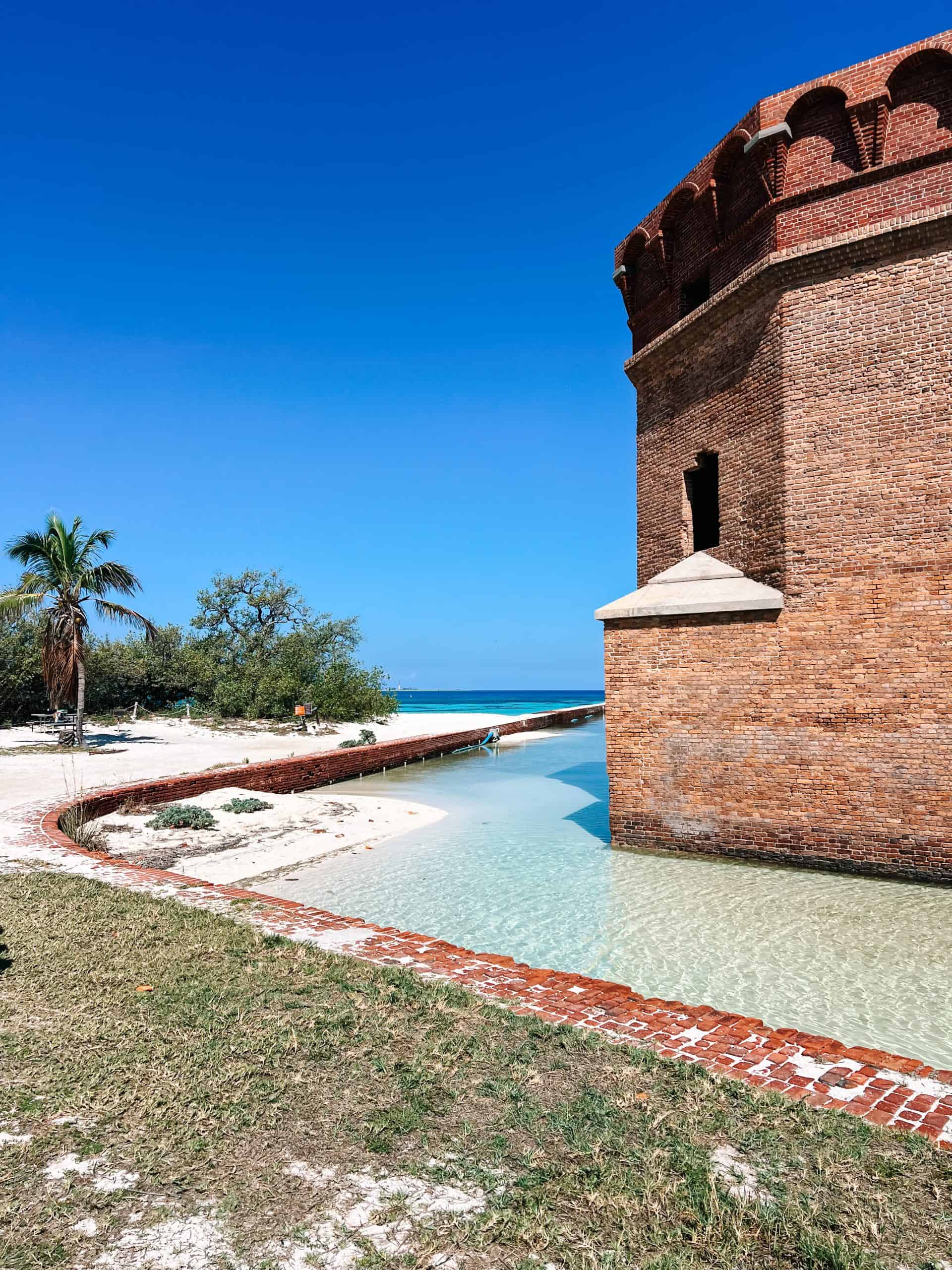 Fort Jefferson moat and beach at Dry Tortugas National Park